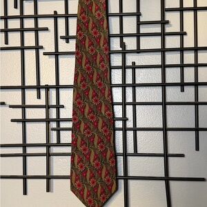 Karl Lagerfeld Red and Brown Floral Vintage Tie